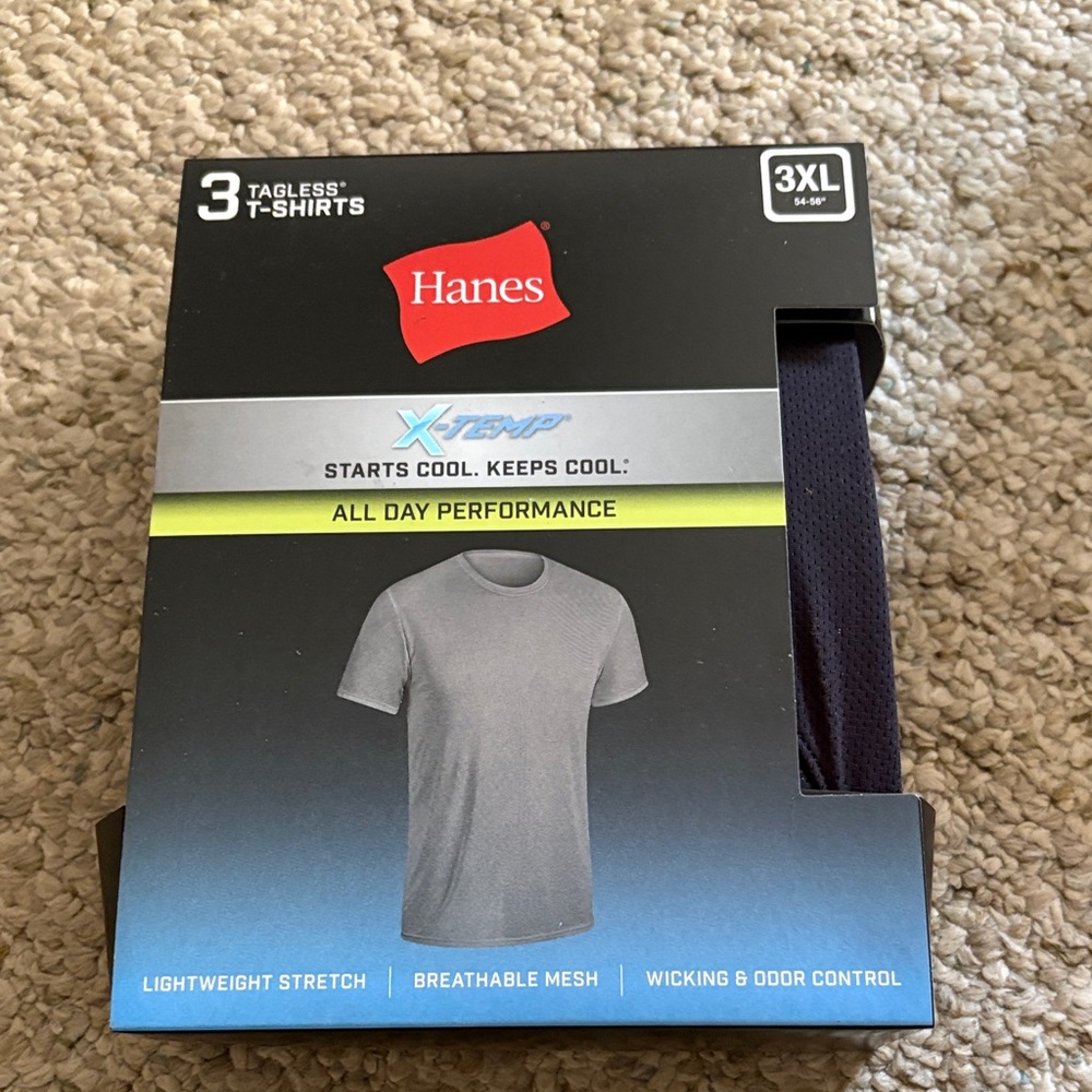 Hanes X-Temp Black and Gray Tagless T-Shirts 3-Pack